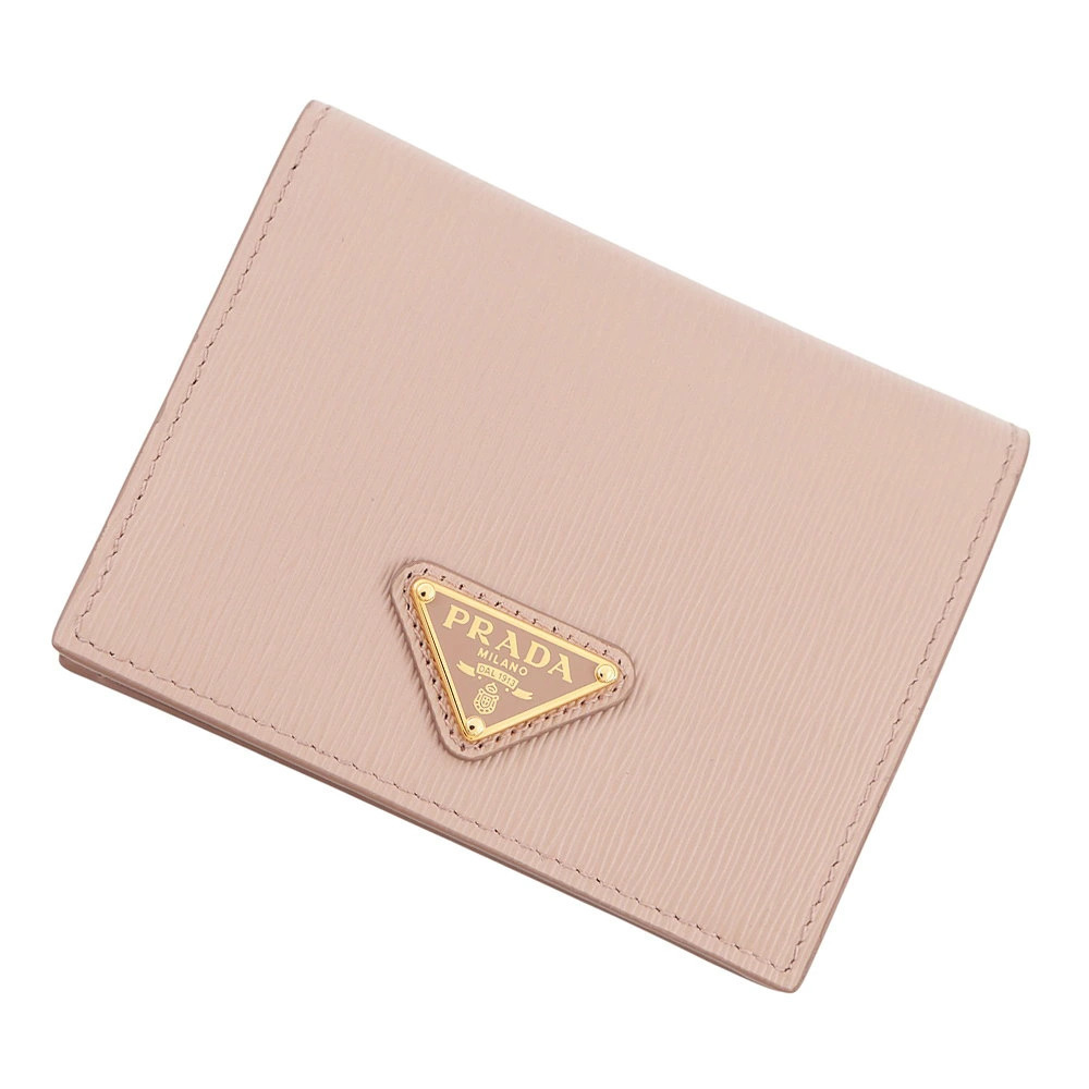 Prada Bi fold Wallet Vitello Move Triangle Compact Leather